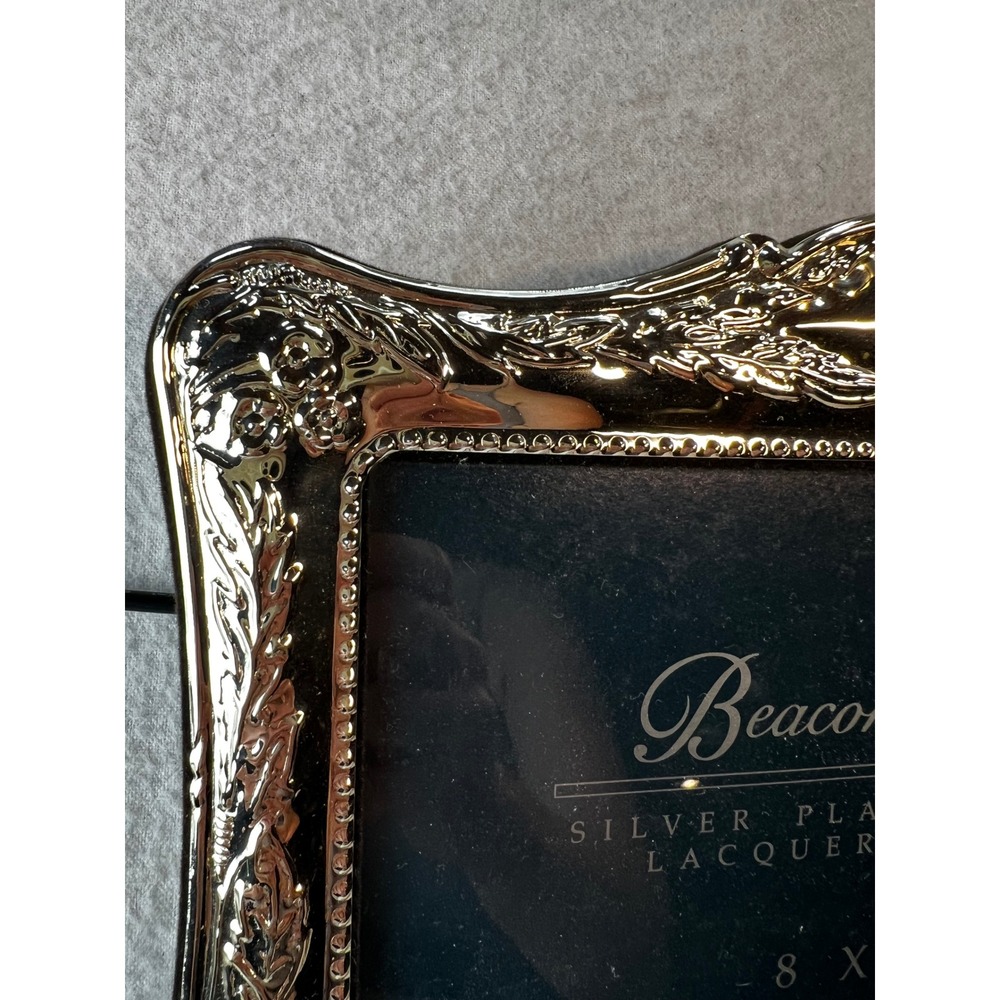 Fetco Beacon Hill Silver Plated Brass 8x10 Picture Frame Ornate Victorian Scroll - Picture 2 of 9